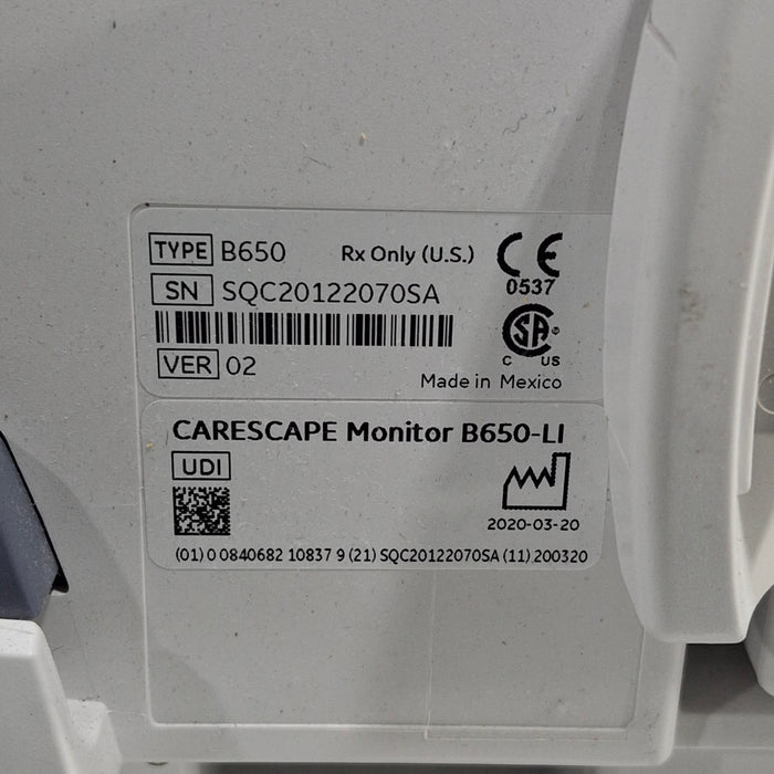 GE Healthcare GE Healthcare Carescape B650 Critical Care Patient Monitor Patient Monitors reLink Medical