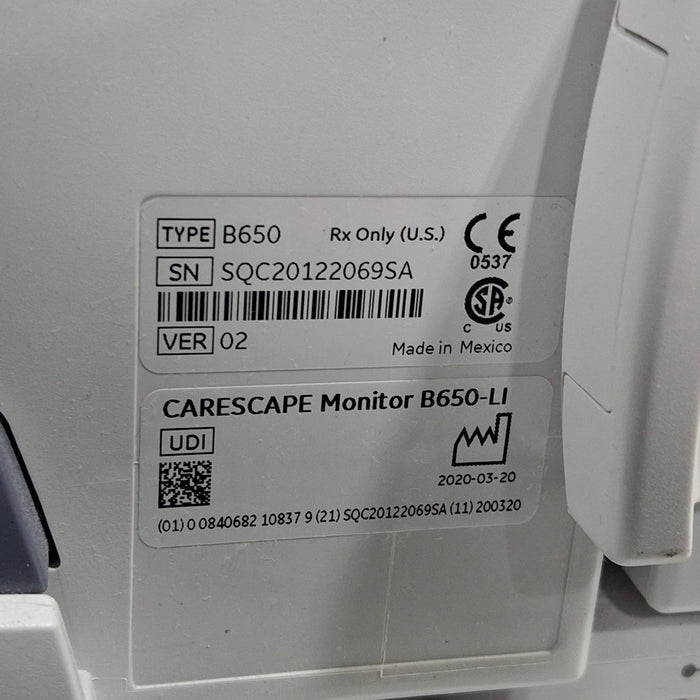 GE Healthcare GE Healthcare Carescape B650 Critical Care Patient Monitor Patient Monitors reLink Medical