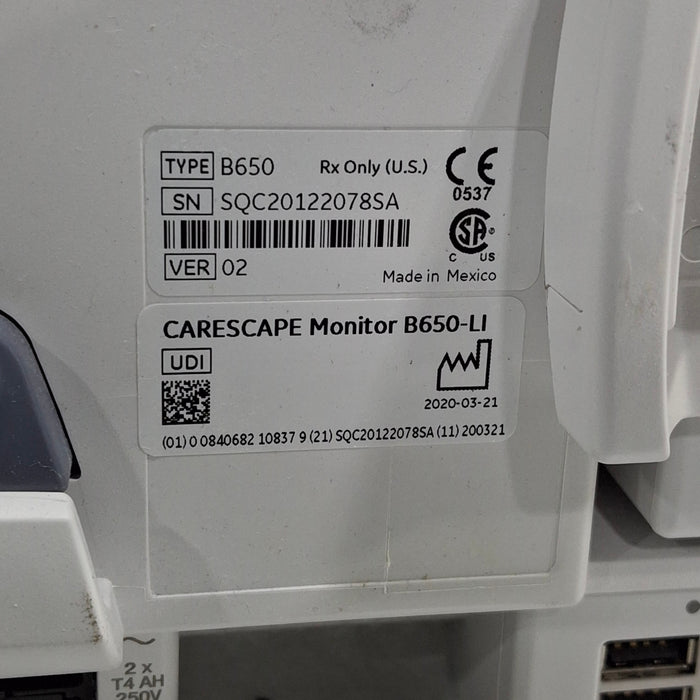 GE Healthcare GE Healthcare Carescape B650 Critical Care Patient Monitor Patient Monitors reLink Medical