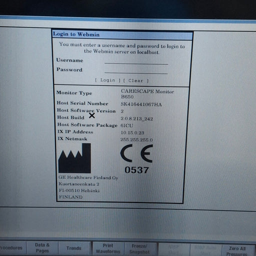 GE Healthcare GE Healthcare Carescape B650 Patient Monitor Patient Monitors reLink Medical