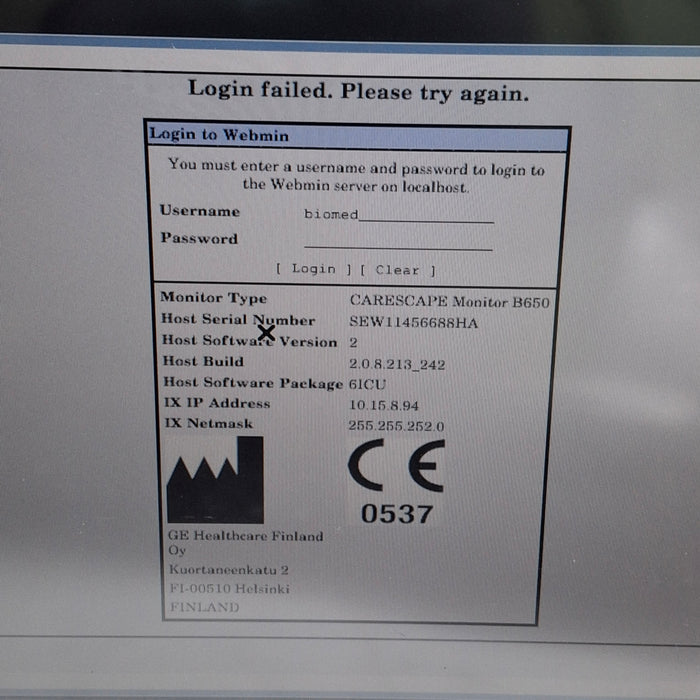 GE Healthcare GE Healthcare Carescape B650 Critical Care Patient Monitor Patient Monitors reLink Medical