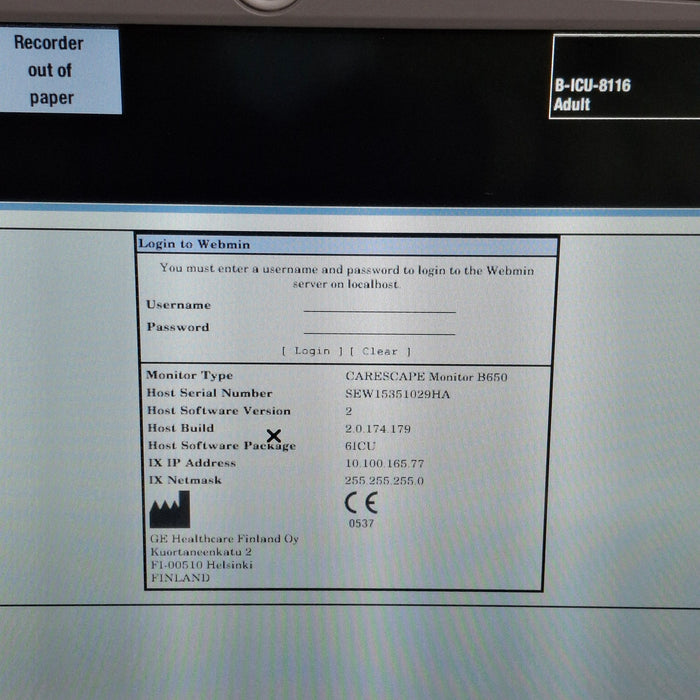 GE Healthcare GE Healthcare Carescape B650 Critical Care Patient Monitor Patient Monitors reLink Medical