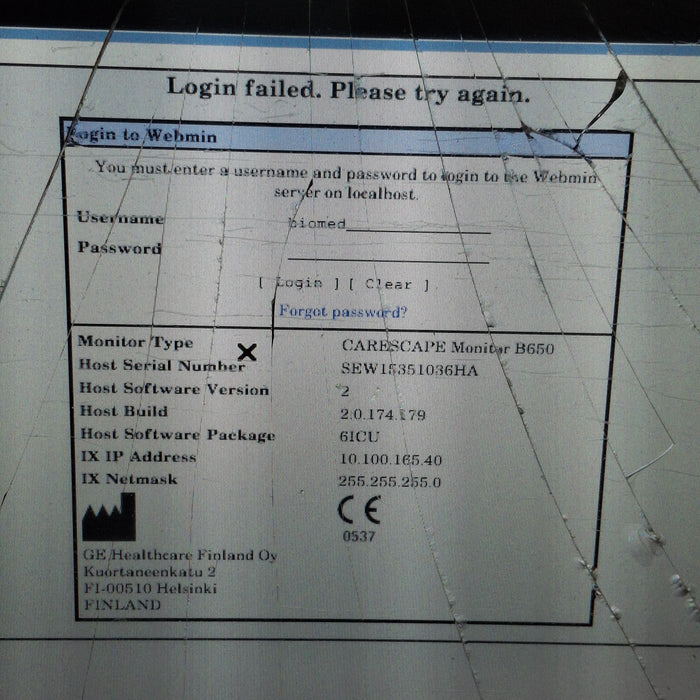 GE Healthcare Carescape B650 Critical Care Patient Monitor