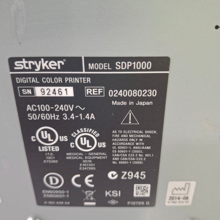 Stryker Stryker SDP1000 Digital Color Printer Rigid Endoscopy reLink Medical