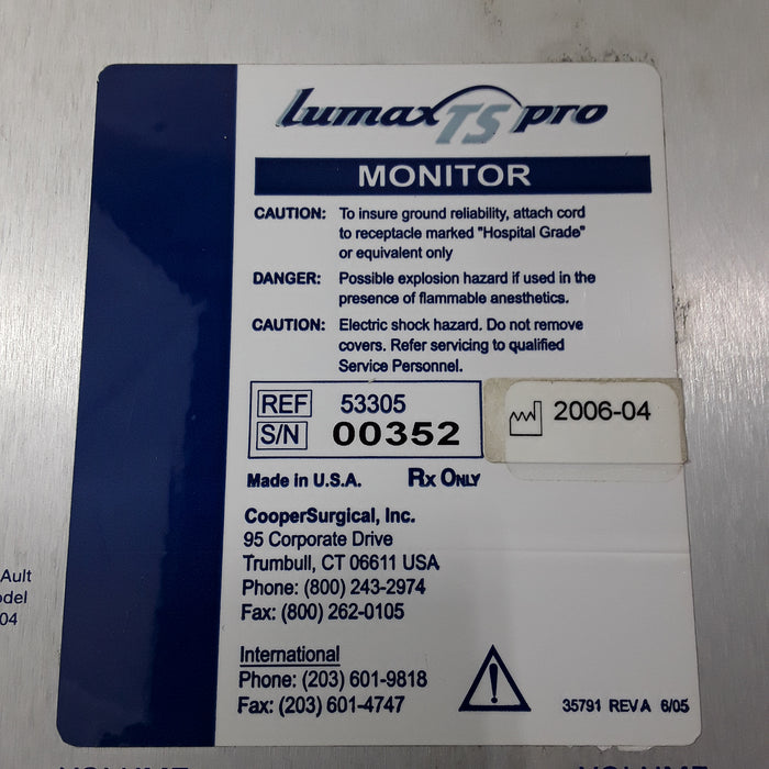 Cooper Surgical Cooper Surgical Lumax TS Pro 53305 Fiberoptic Cystometry Monitor Surgical Equipment reLink Medical