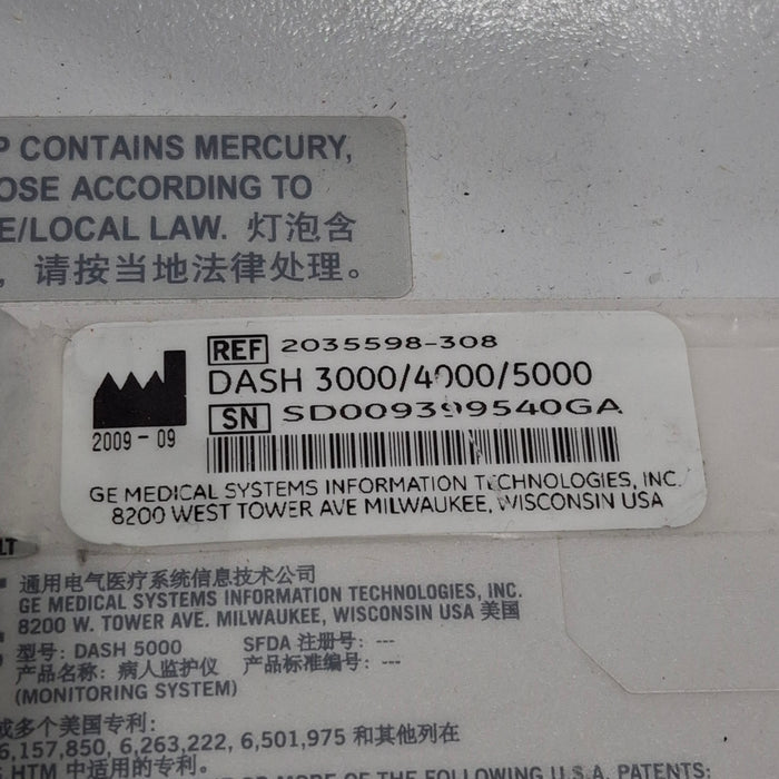 GE Healthcare Dash 5000 - GE/Nellcor SpO2 Patient Monitor