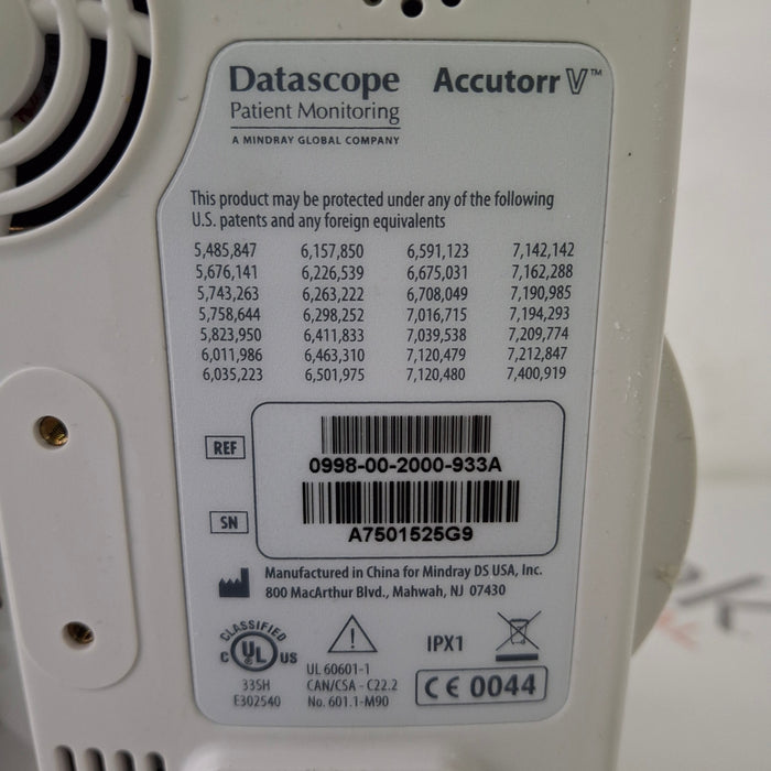 Mindray Mindray Datascope Accutorr V Vital Signs Monitor Patient Monitors reLink Medical