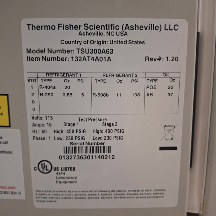 Thermo Scientific Thermo Scientific TSU300A Ultra-Low Freezer Research Lab reLink Medical
