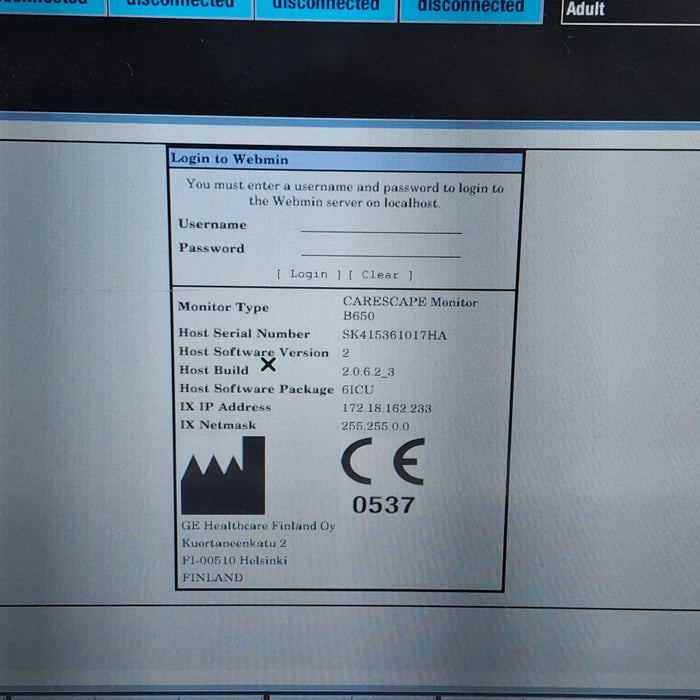 GE Healthcare GE Healthcare Carescape B650 Critical Care Patient Monitor Patient Monitors reLink Medical