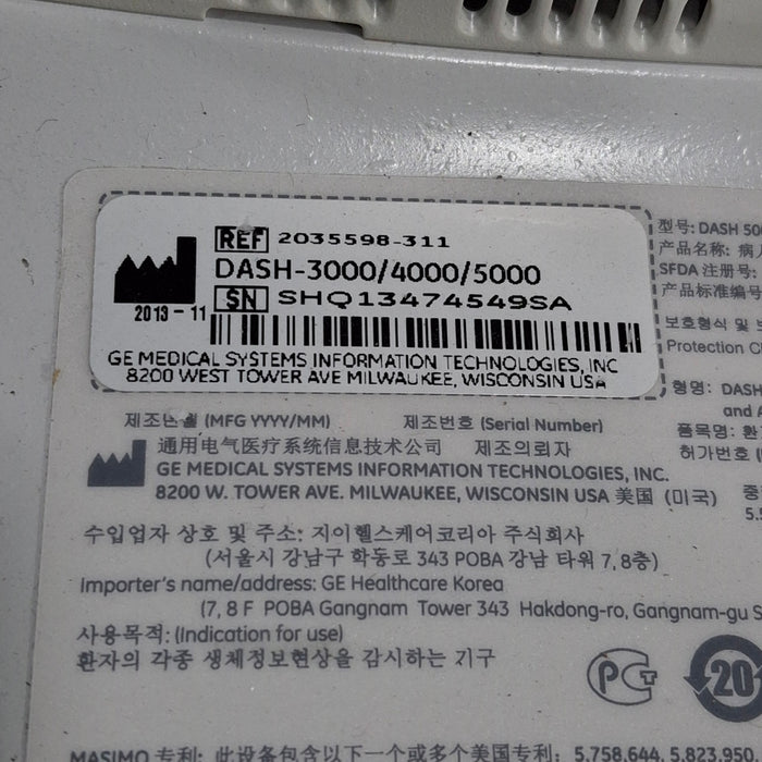 GE Healthcare GE Healthcare Dash 5000 - Masimo SpO2 Patient Monitor Patient Monitors reLink Medical