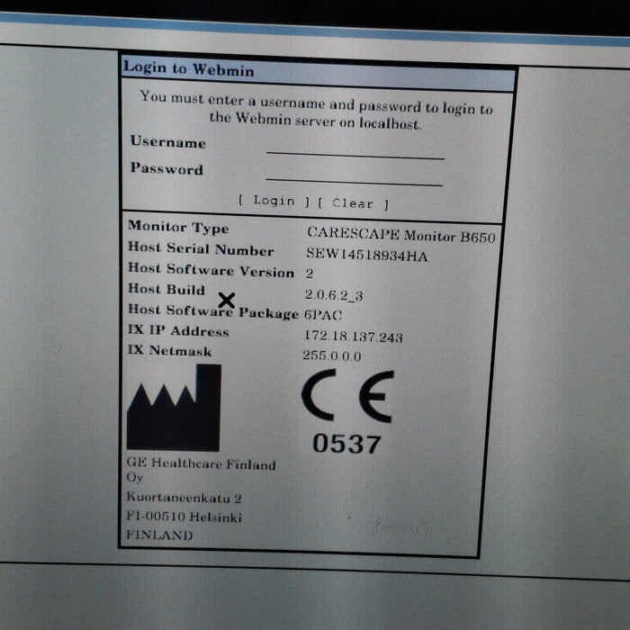 GE Healthcare Carescape B650 Post Anesthesia Care Patient Monitor