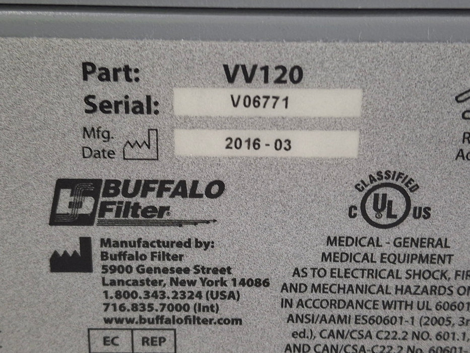 Buffalo Filter Buffalo Filter ViroVac Smoke Evacuation System Surgical Equipment reLink Medical