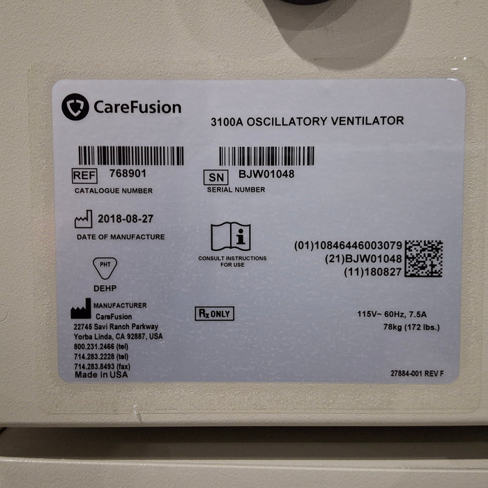 CareFusion CareFusion SensorMedics 3100A Oscillatory Ventilator Respiratory reLink Medical