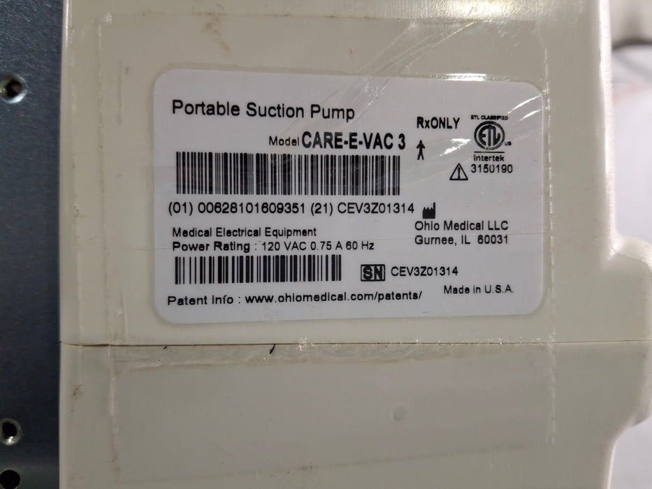 Ohio Medical Corporation Care-E-Vac 3 Portable Suction System