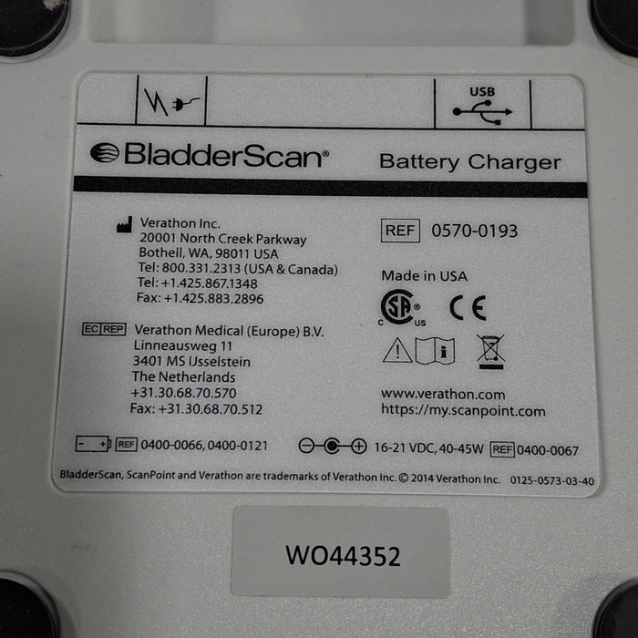 Verathon Medical, Inc Verathon Medical, Inc BladderScan 0570-0193 Battery Charger Surgical Equipment reLink Medical
