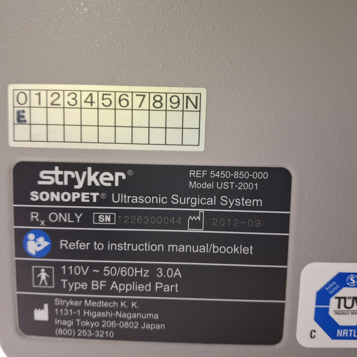 Stryker SonoPet Omni UST-2001 Ultrasonic Surgical System
