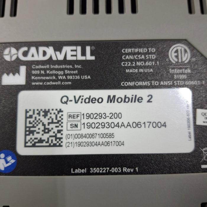 Cadwell Laboratories Inc. Cadwell Laboratories Inc. Q-Video Mobile 2 Camera EEG EMG Sleep Systems reLink Medical