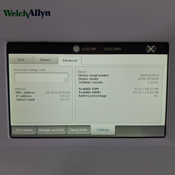 Welch Allyn Welch Allyn CP150 ECG Cardiology reLink Medical