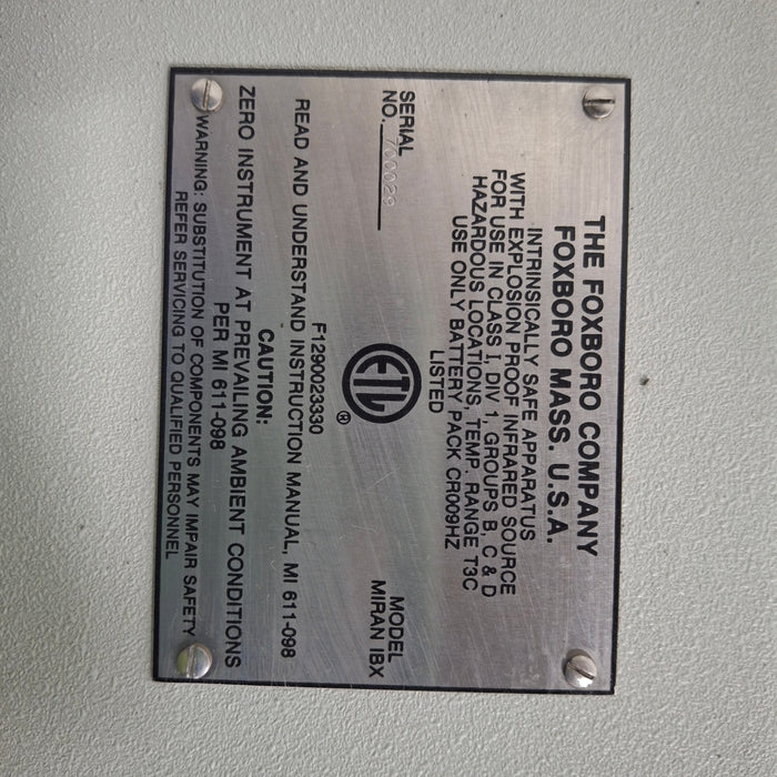 The Foxboro Co The Foxboro Co Miran 1BX Ambient Air Analyzer Research Lab reLink Medical