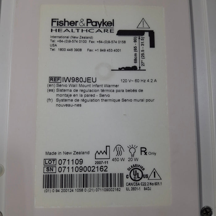 Fisher & Paykel Fisher & Paykel IW980JEU Infant Warmer Infant Warmers and Incubators reLink Medical