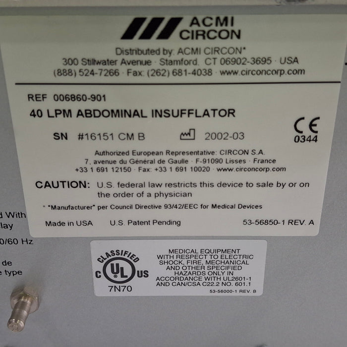 Circon ACMI TurboFlow 8000 40L Insufflator