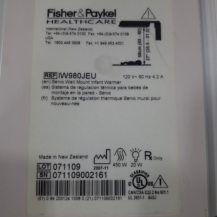 Fisher & Paykel Fisher & Paykel IW980JEU Infant Warmer Infant Warmers and Incubators reLink Medical