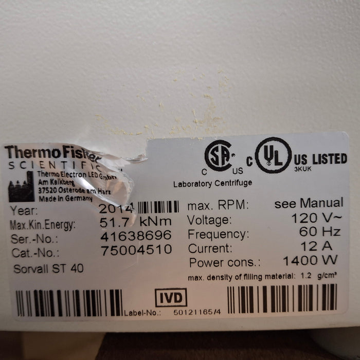 Thermo Scientific Thermo Scientific Sorvall ST 40 Centrifuge Centrifuges reLink Medical