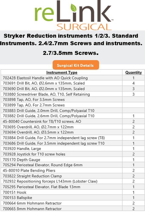 Stryker VariAx 2 Core Tray