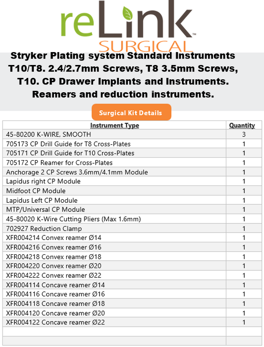 Stryker Stryker VariAx 2 F&A Plating System Surgical Sets reLink Medical
