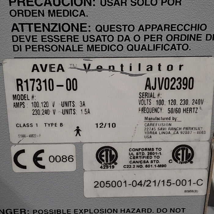 CareFusion CareFusion Avea Ventilator Respiratory reLink Medical