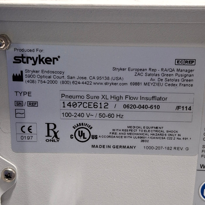 Stryker Stryker 620-040-610 Pneumo Sure XL High Flow Insufflator Rigid Endoscopy reLink Medical
