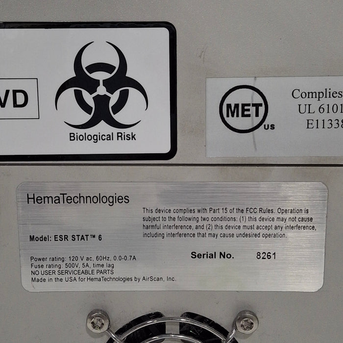 Hema Technology Inc Hema Technology Inc ESR Stat 6 Blood Analzyer Clinical Lab reLink Medical