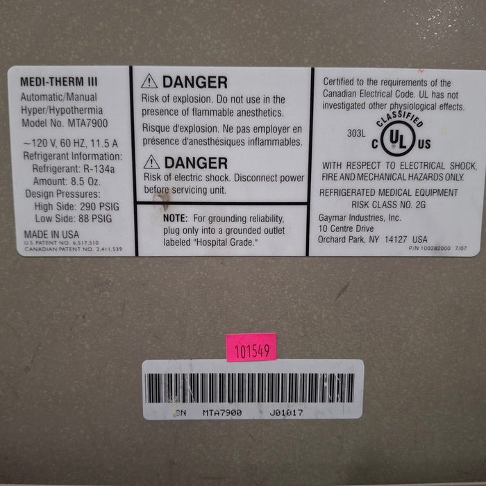 Gaymar Gaymar Medi-Therm III MTA7900 Hyper/Hypothermia Machine Temperature Control Units reLink Medical