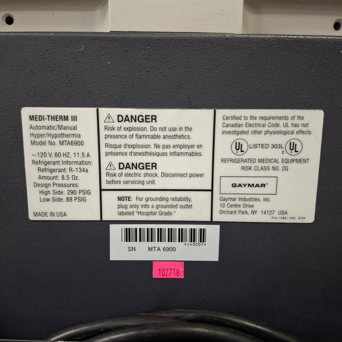 Gaymar Medi-Therm III MTA6900 Hyper/Hypothermia Machine
