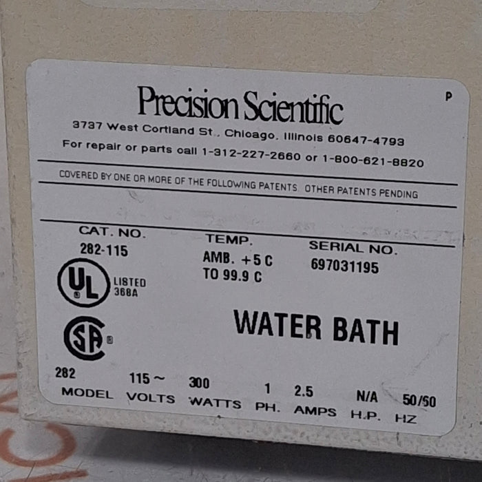 Precision Precision Microprocessor Controlled 280 Series Water Bath Research Lab reLink Medical