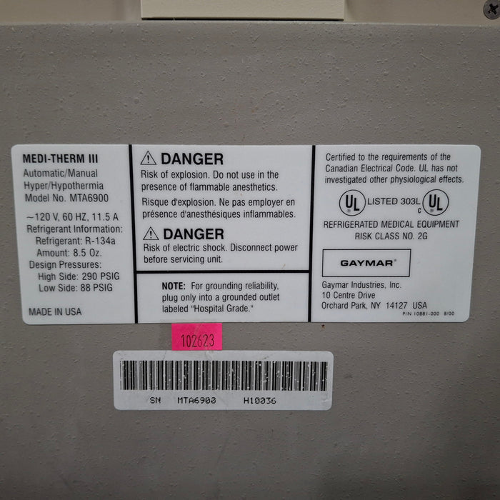 Gaymar Medi-Therm III MTA6900 Hyper/Hypothermia Machine
