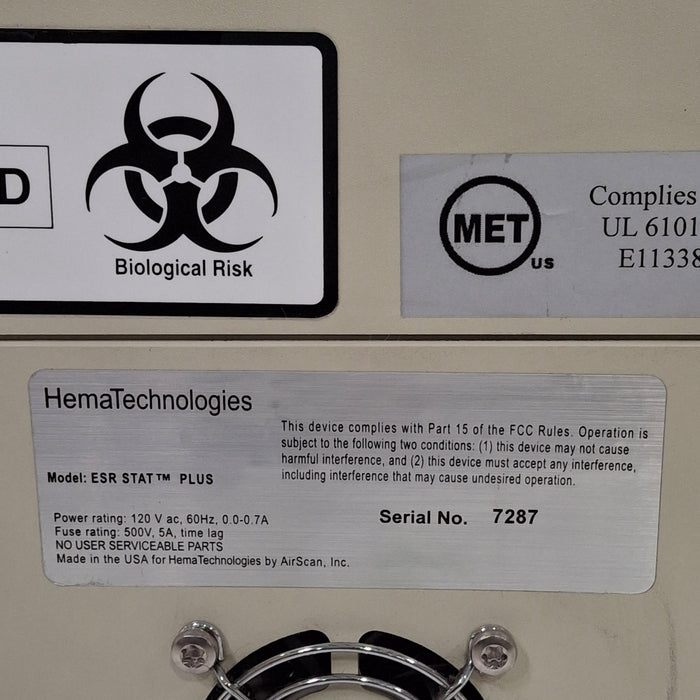 Hema Technology Inc Hema Technology Inc ESR Stat Plus Blood Analzyer Clinical Lab reLink Medical
