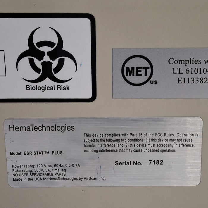 Hema Technology Inc Hema Technology Inc ESR Stat Plus Blood Analzyer Clinical Lab reLink Medical