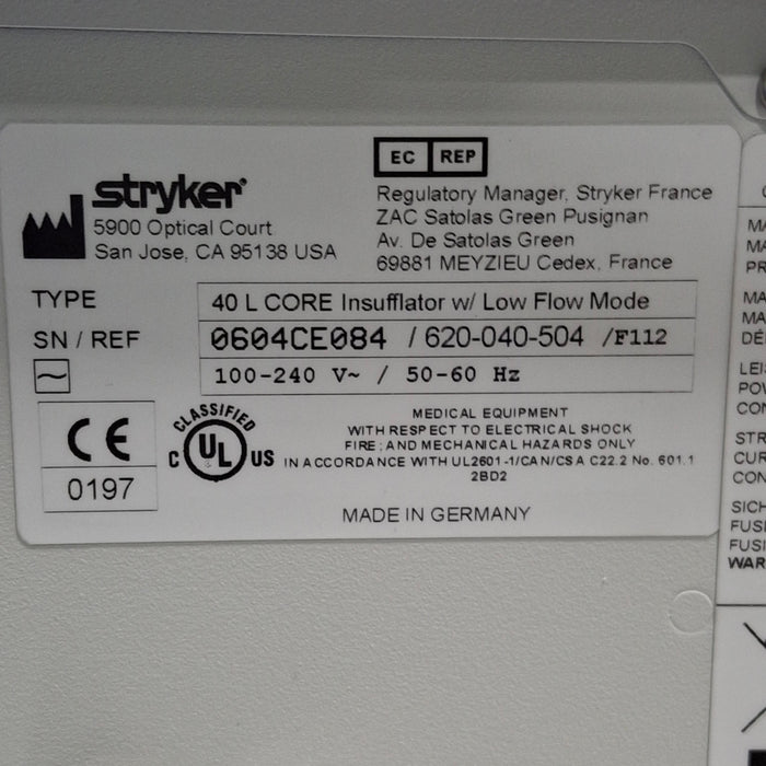 Stryker Stryker 40L Highflow Insufflator Rigid Endoscopy reLink Medical