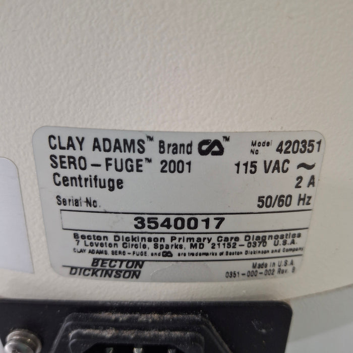 Clay Adams Clay Adams Sero-Fuge 2001 Centrifuge Centrifuges reLink Medical