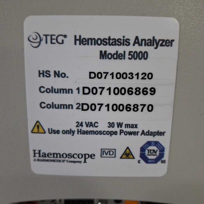 Haemonetics Haemonetics Haemoscope Thrombelastograph Model 5000 Hemostasis Analyzer Clinical Lab reLink Medical