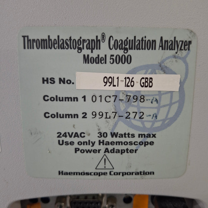 Haemonetics Haemonetics Haemoscope Thrombelastograph Model 5000 Hemostasis Analyzer Clinical Lab reLink Medical