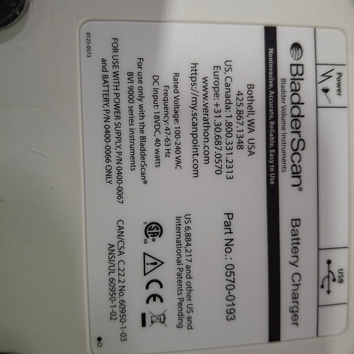 Verathon Medical, Inc BladderScan 0570-0193 Battery Charger