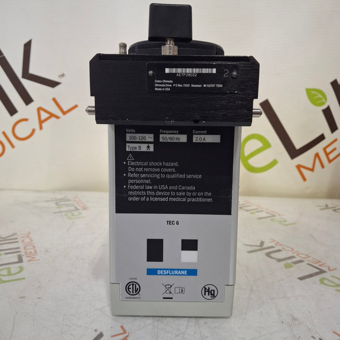 Datex-Ohmeda Tec 6 Plus Desflurane Vaporizer