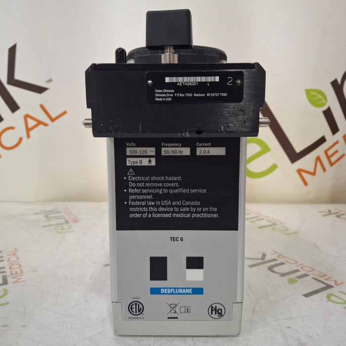 Datex-Ohmeda Tec 6 Plus Desflurane Vaporizer