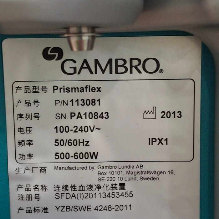 Gambro Prismaflex Dialysis Machine