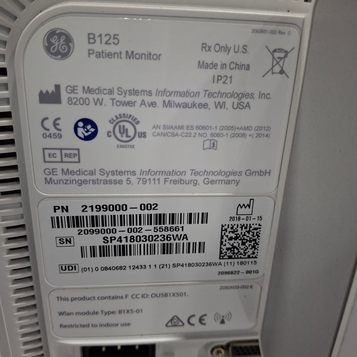 GE Healthcare B125 Patient Monitor