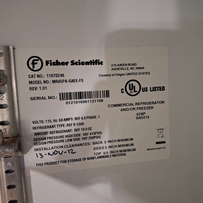 Fisher Scientific MR45PA-GAEE-FS Glass Door Laboratory Refrigerator