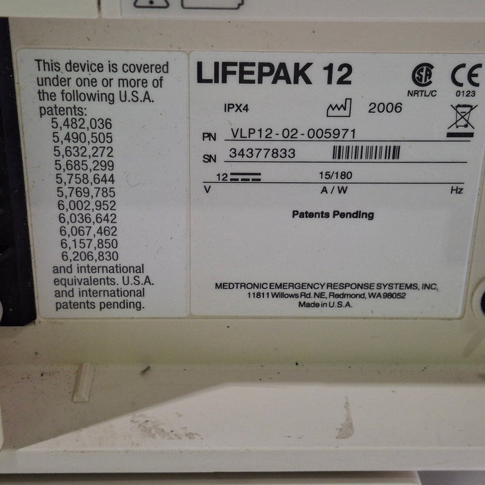 Physio-Control LifePak 12 3-Lead Defibrillator