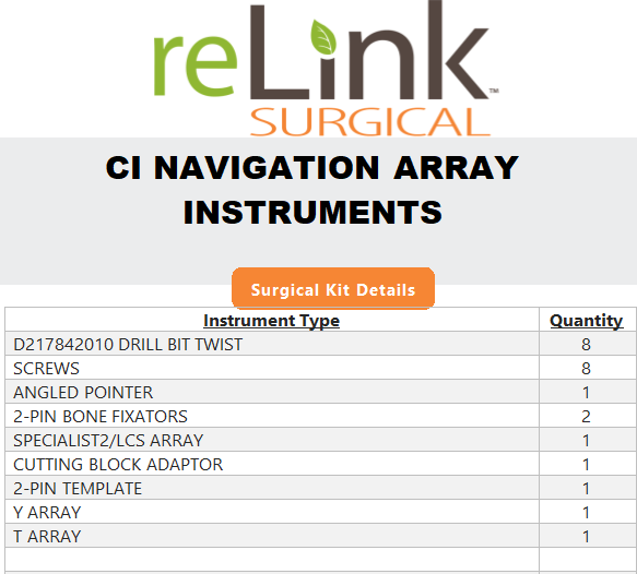 DePuy DePuy CI Navigation Array Instruments Surgical Sets reLink Medical